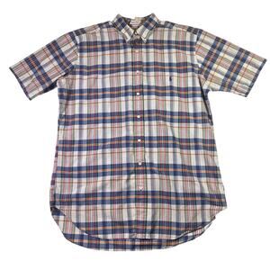 Ralph Lauren Bleeding Madras Plaid Button Up Shirt Men's Size L Tall Country Boy